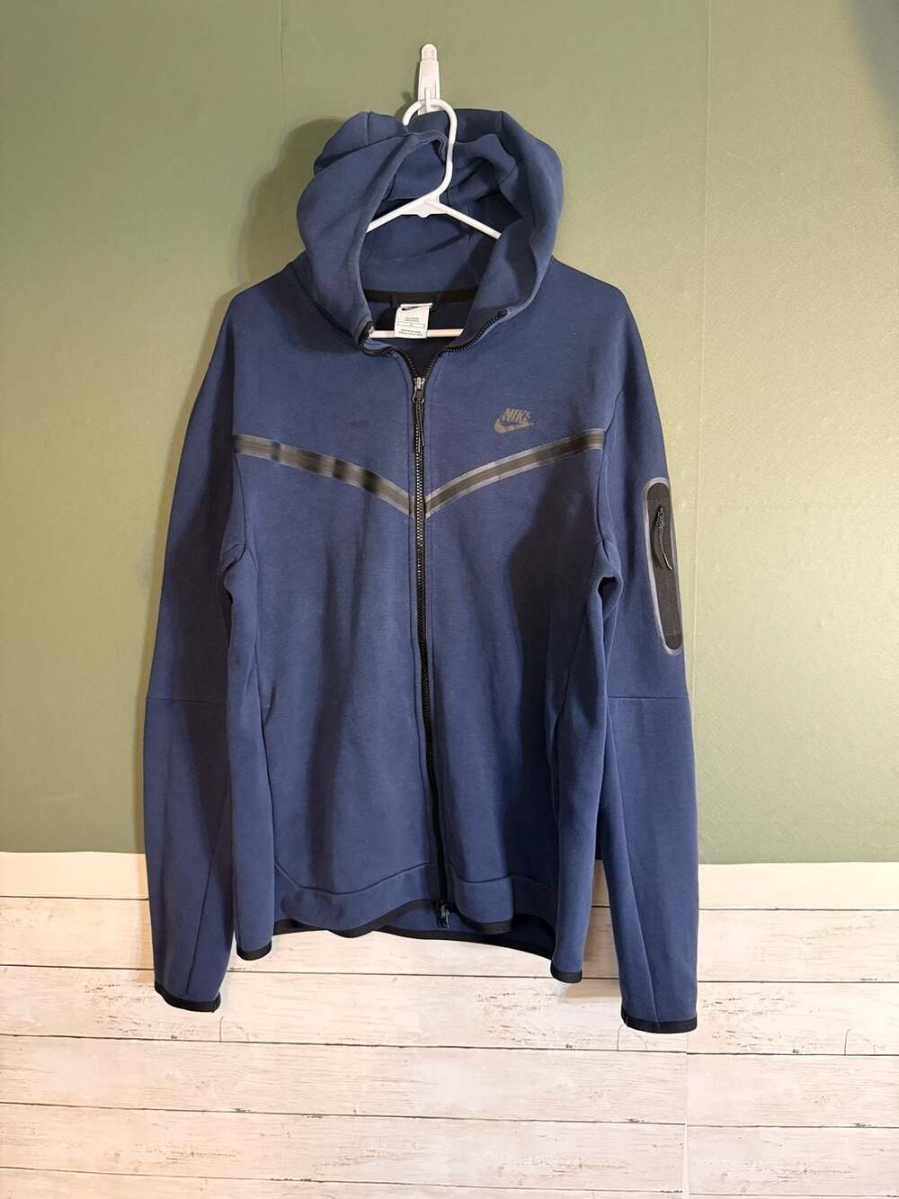 Nike Tech Fleece Full-Zip Hoodie Midnight Navy CU4489-410 Men's Size L-T